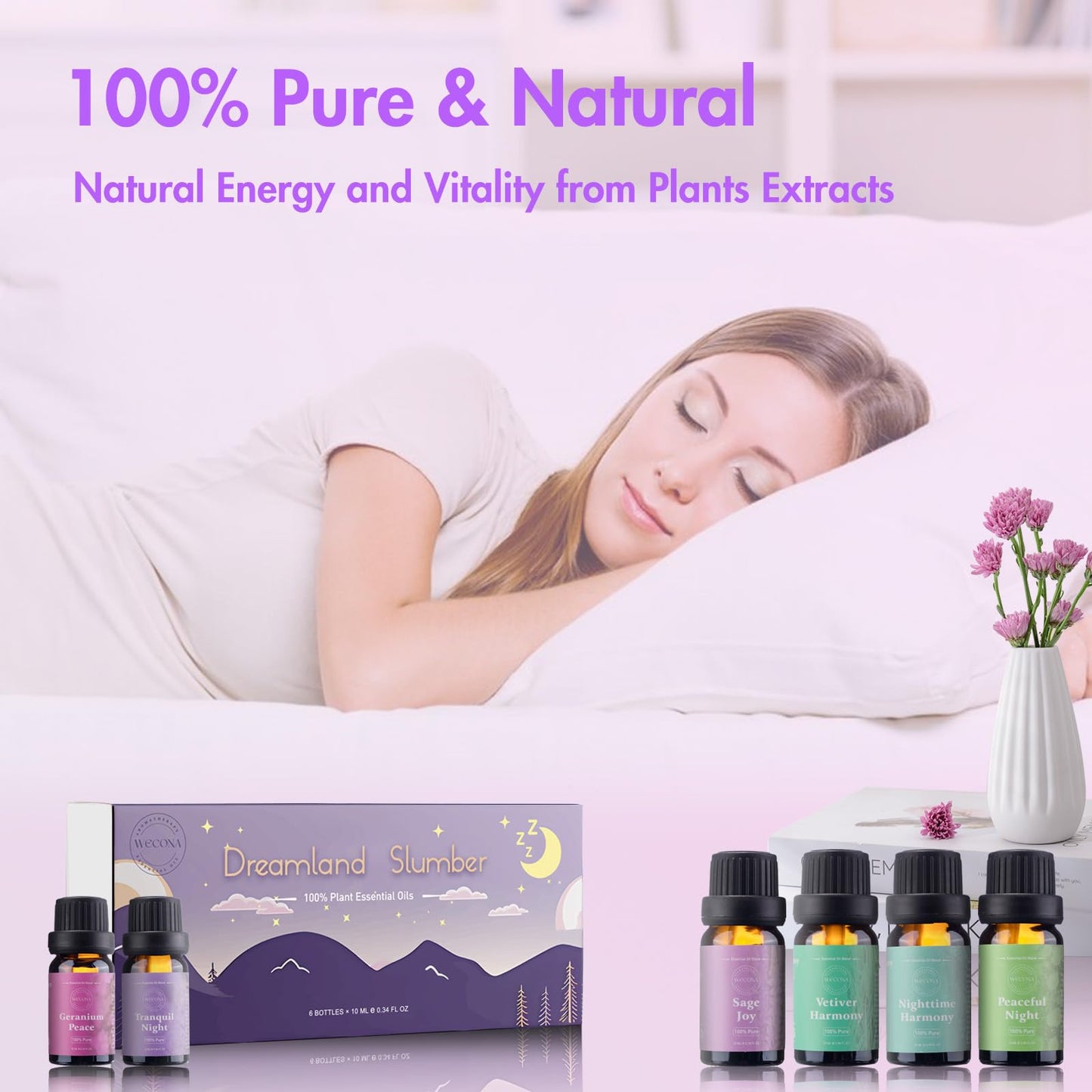 WECONA Dreamland Slumber Essential Oils Set – 6x10ml for Diffusers