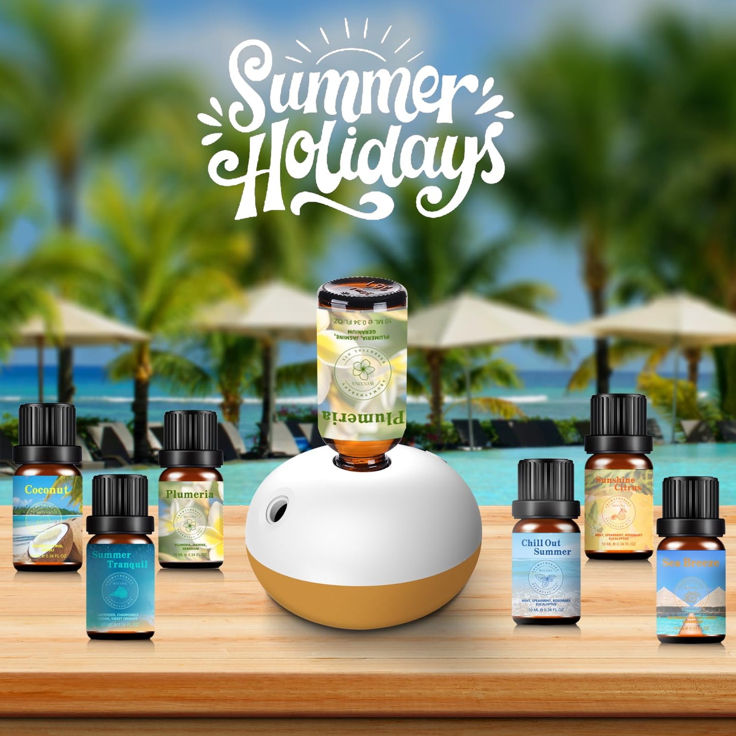 Wecona Summer Essential Oil Set – 6x10ml Fragrance Oils for Candles, Diffusers, Soap Making