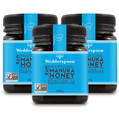 Wedderspoon Raw Manuka Honey KFactor 12+ 250g – Triple Pack Natural Health World UK