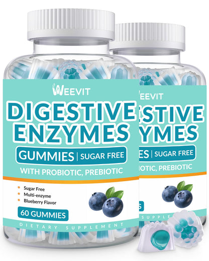 WEEVIT Digestive Enzymes Gummies – Sugar Free, Vegan Probiotic & Prebiotic Blend