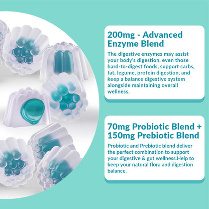 WEEVIT Digestive Enzymes Gummies – Sugar Free, Vegan Probiotic & Prebiotic Blend