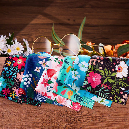 Weewooday 18 Pieces Glasses Cleaning Cloths - Floral Microfiber Lens Wipes, Reusable