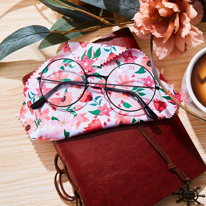 Weewooday 18 Pieces Glasses Cleaning Cloths - Floral Microfiber Lens Wipes, Reusable