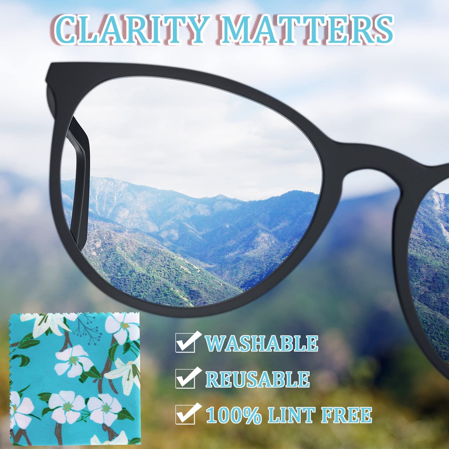 Weewooday 18 Pieces Glasses Cleaning Cloths - Floral Microfiber Lens Wipes, Reusable