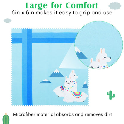 Weewooday 18 Pieces Glasses Cleaning Cloths – Floral Llama Microfiber Wipes