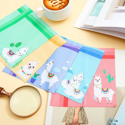 Weewooday 18 Pieces Glasses Cleaning Cloths – Floral Llama Microfiber Wipes