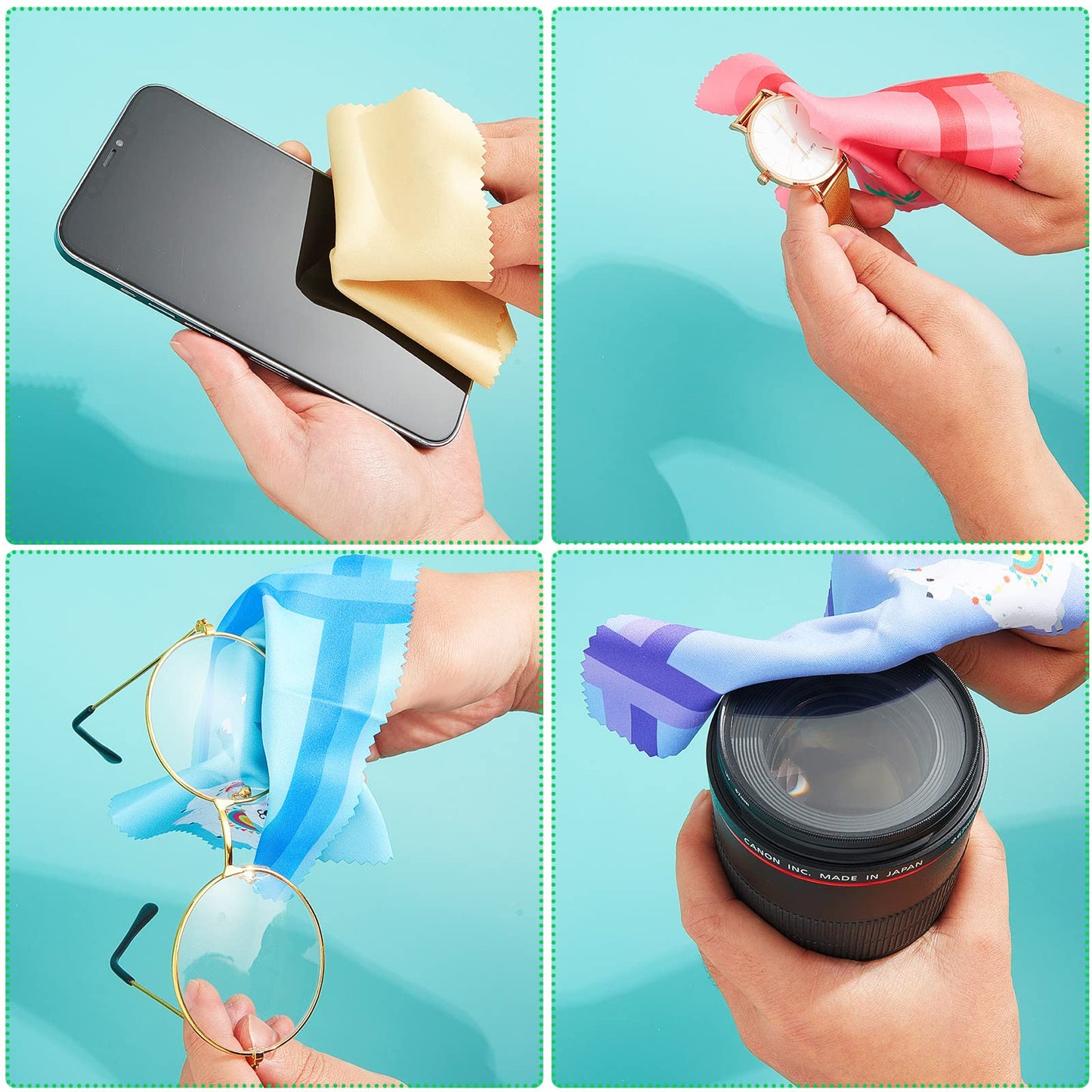 Weewooday 18 Pieces Glasses Cleaning Cloths – Floral Llama Microfiber Wipes