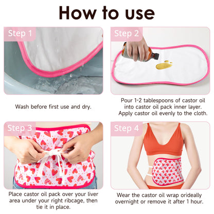 Wegreeco Castor Oil Pack Wrap - Reusable Castor Oil Packs for Liver & Stomach | Anti-Leak & Adjustable