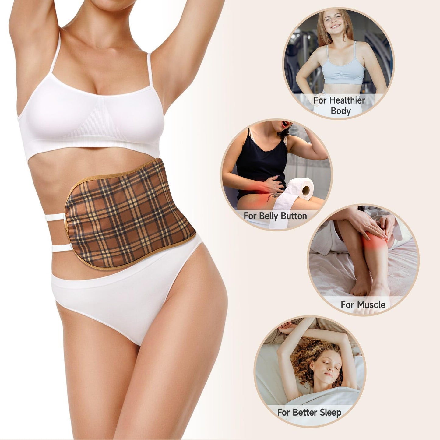 Wegreeco Castor Oil Pack Wrap – Reusable, Machine Washable Liver & Stomach Pack (Brown Plaid)