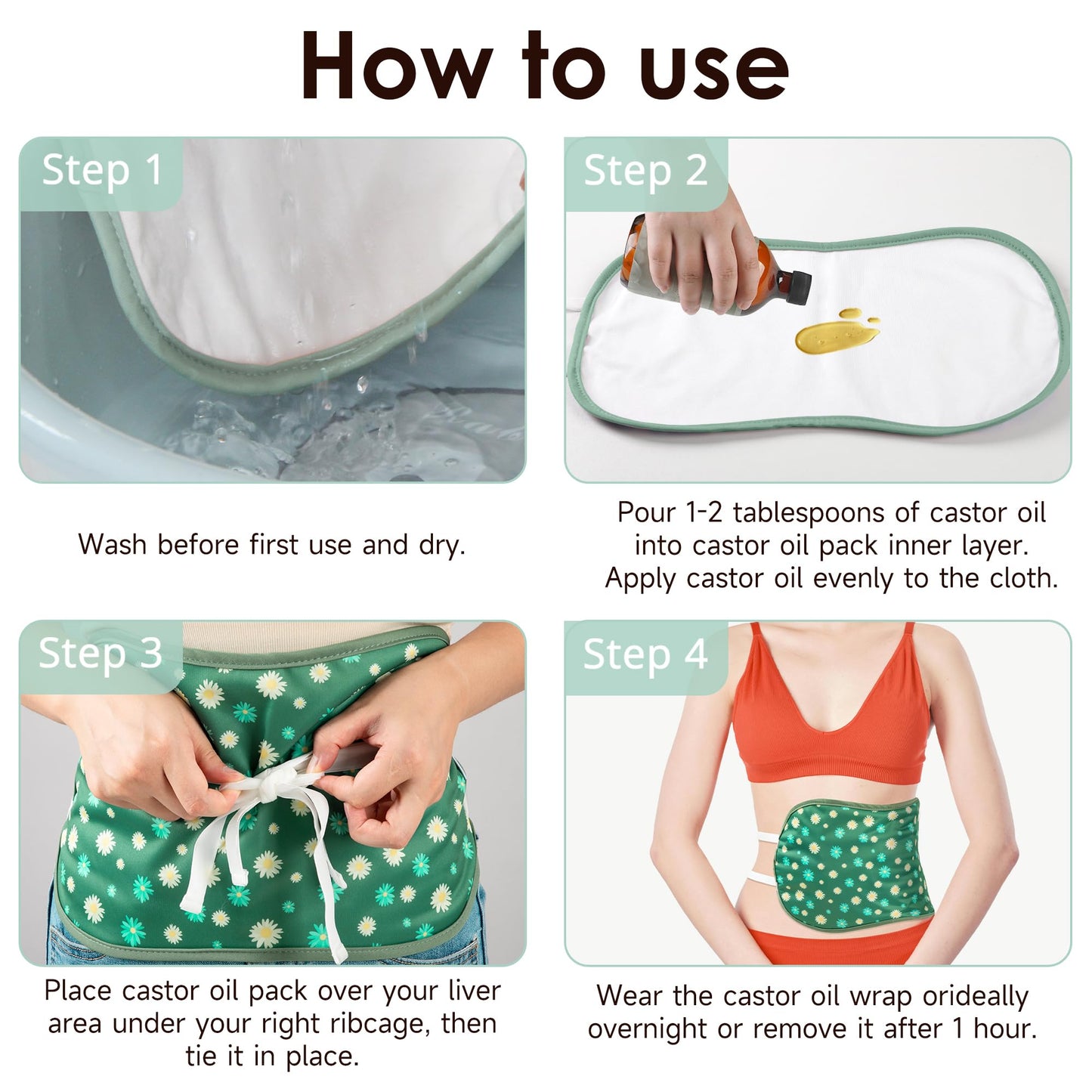 Wegreeco Castor Oil Pack Wrap – Reusable, Adjustable, Machine Washable