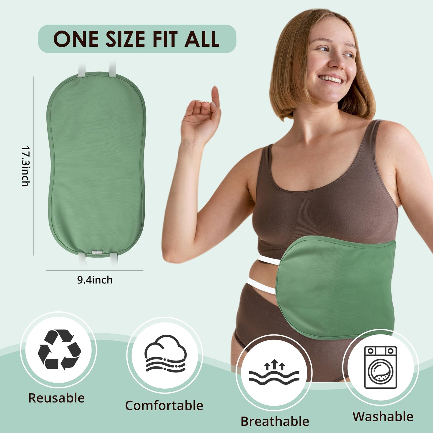 wegreeco Castor Oil Pack Wrap – Reusable, Adjustable, Machine Washable (Pea Green)