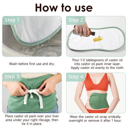 wegreeco Castor Oil Pack Wrap – Reusable, Adjustable, Machine Washable (Pea Green)