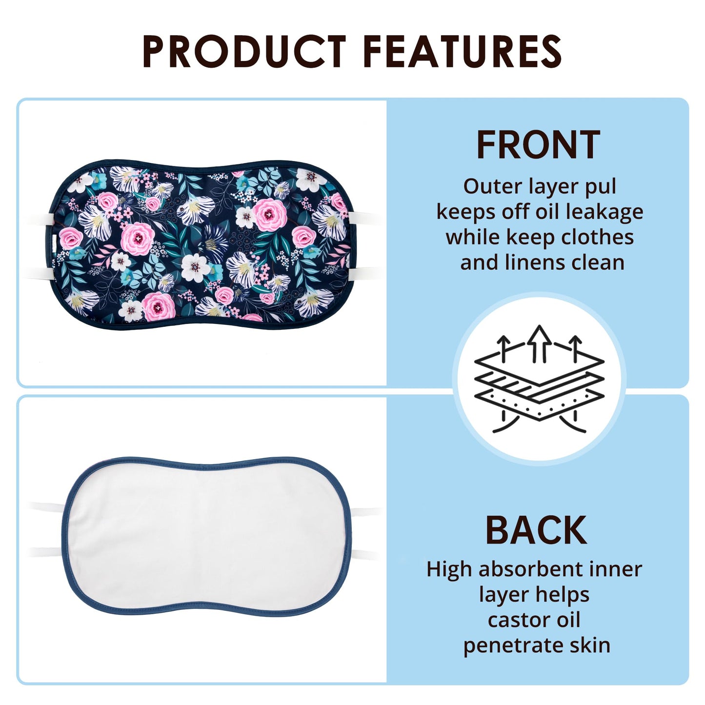 wegreeco Castor Oil Pack Wrap - Reusable, Machine Washable Castor Oil Packs for Liver & Stomach - Rose | Adjustable Strap | Oil Not Included