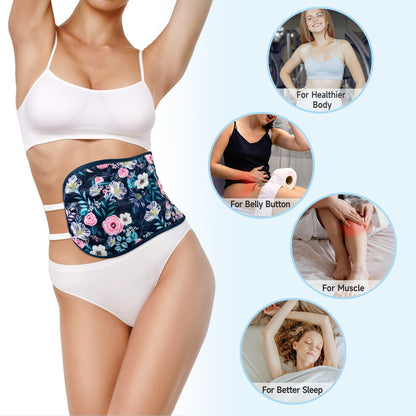 wegreeco Castor Oil Pack Wrap - Reusable, Machine Washable Castor Oil Packs for Liver & Stomach - Rose | Adjustable Strap | Oil Not Included