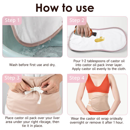 Wegreeco Castor Oil Pack Wrap - Reusable Liver & Stomach Castor Oil Belly Wrap (Rose Gold)
