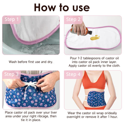 Wegreeco Castor Oil Pack Wrap - Reusable, Adjustable & Washable Liver Pack