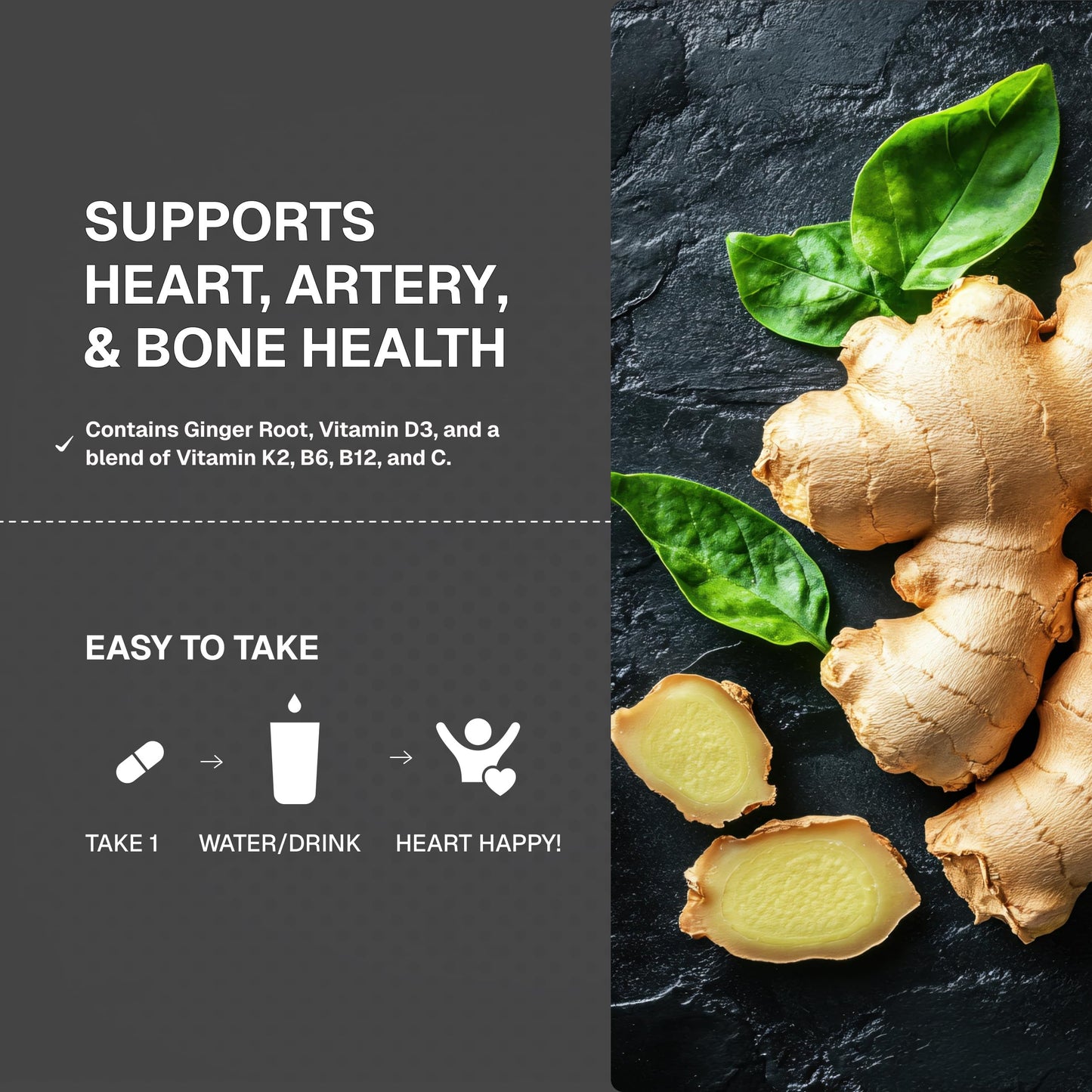 Weider Artery Health – Vitamin K2, D3 & Ginger for Artery & Heart Health (Vegan, Gluten Free) – 30 Capsules