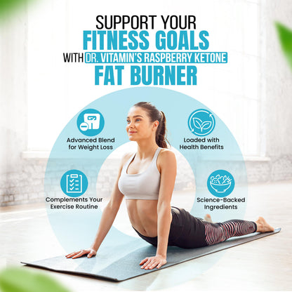 DR VITAMIN SOLUTIONS Fat Burner for Women with GLP-1 Support - Weight Loss Supplements with Raspberry Ketone Powder, Green Tea, Kelp - Natural Weight Loss Pills for Women & Men - 30 Diet Pills