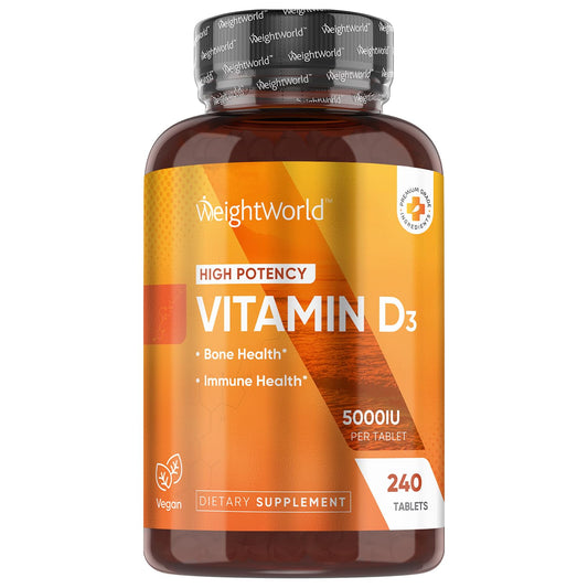 WeightWorld Vegan Vitamin D3 5000 IU – Wild-Harvested Lichen D3, 240 Tablets, Gluten & Allergen Free BritishVita | Premium UK Vitamins & Wellness Supplements