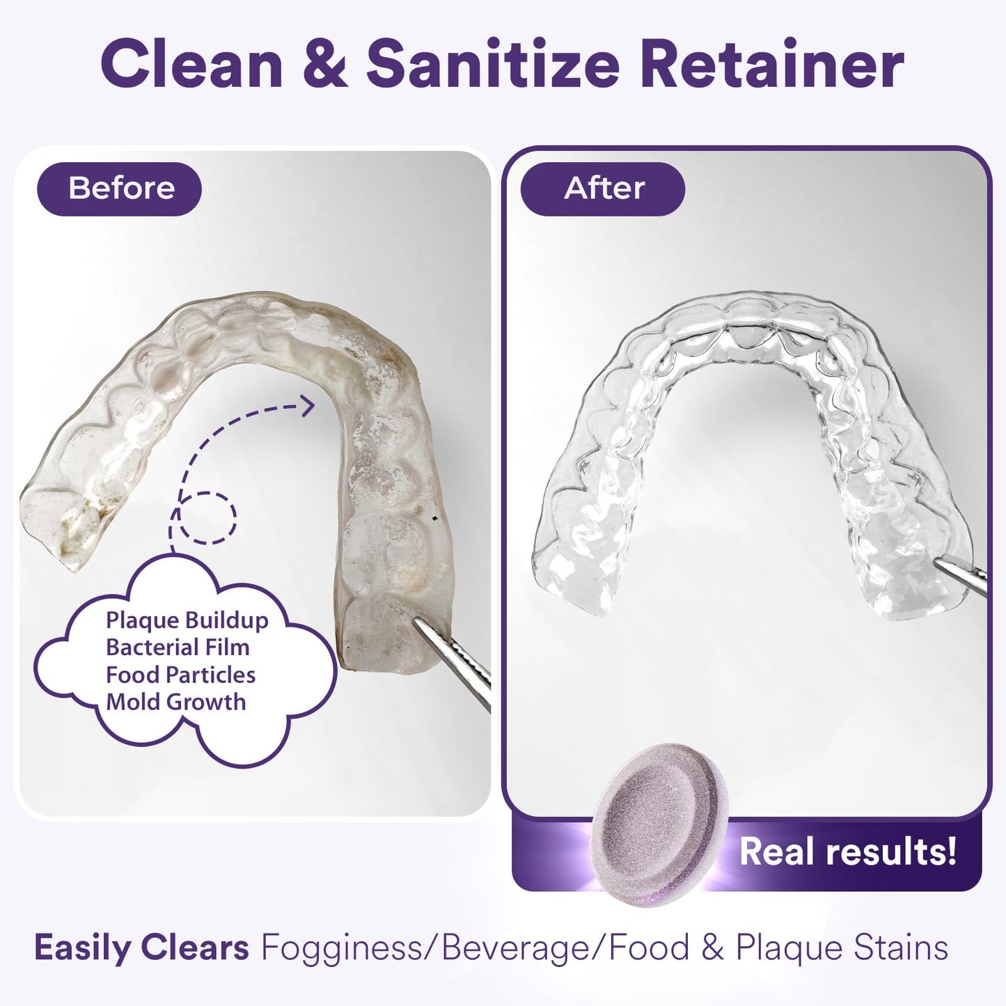 Weiss Naturals Retainer Cleaner Tablets – Persulfate-Free, 30 Tablets (Grape Scented)
