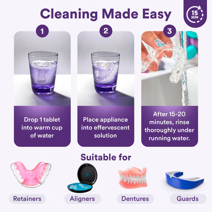 Weiss Naturals Retainer Cleaner Tablets – Persulfate-Free, 30 Tablets (Grape Scented)
