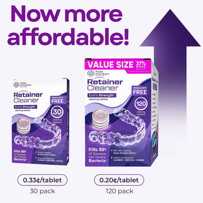 Weiss Naturals Retainer Cleaner Tablets – Persulfate-Free, 30 Tablets (Grape Scented)