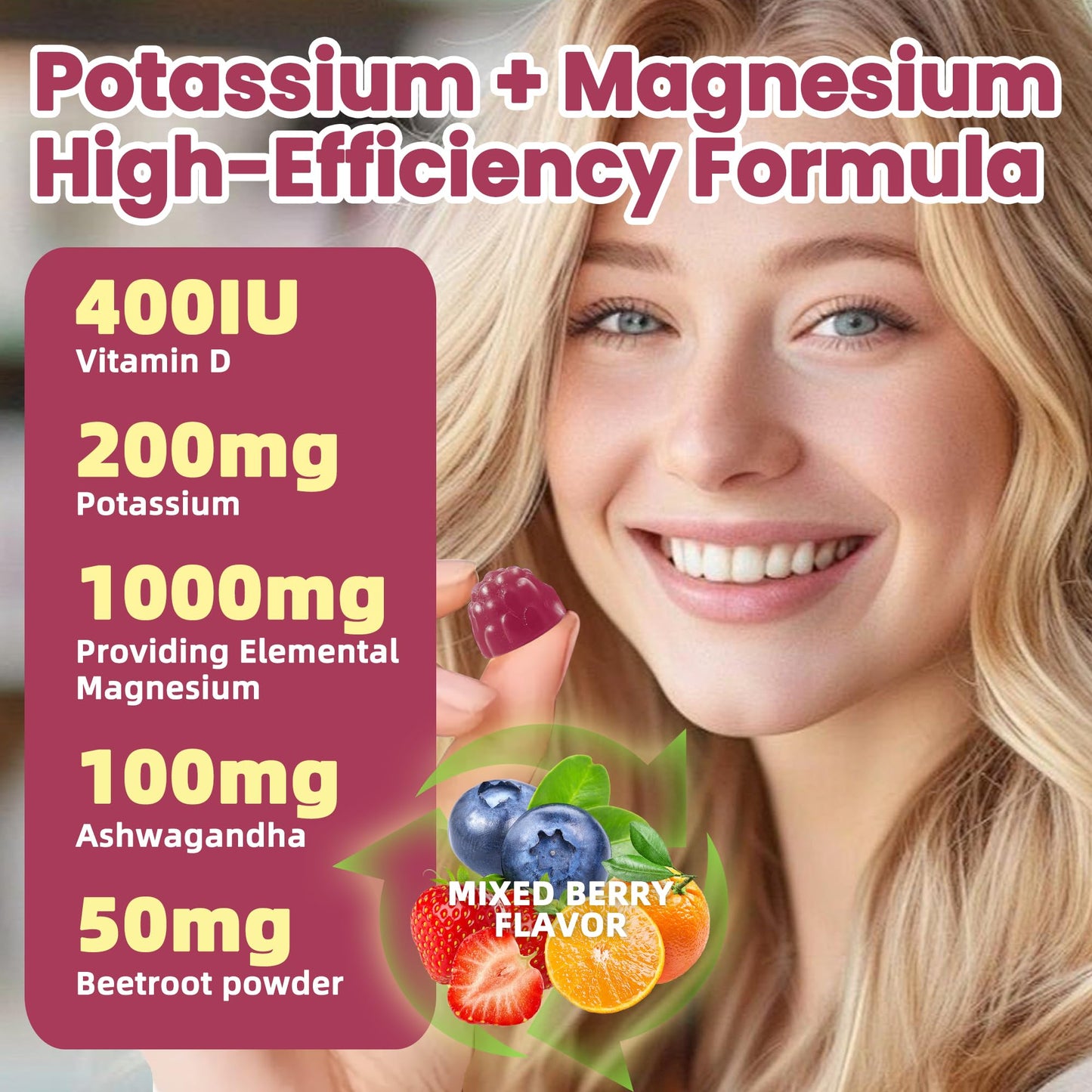 Wekannufod Ashwagandha Gummies 1000mg + Vitamin D3 - 60 Count, Organic Root Extract, Stress Relief & Sleep Support