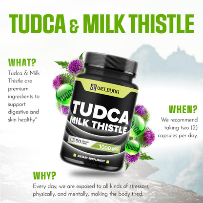 WELBUDA Tudca 1000mg + Milk Thistle - 60 Vegan Capsules