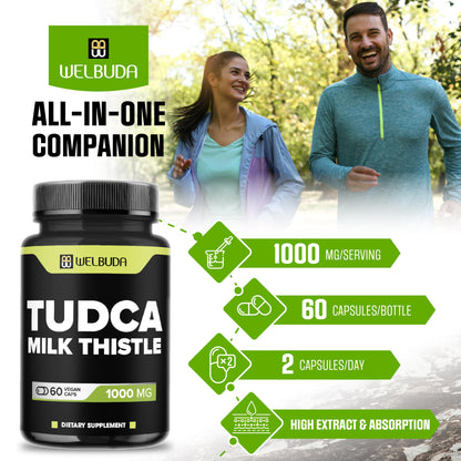 WELBUDA Tudca 1000mg + Milk Thistle - 60 Vegan Capsules