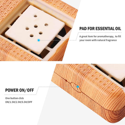 Weljoy Wood Grain Portable Diffuser for Essential Oils – Travel Car Diffuser, Mini Size, Quiet, Waterless, USB or Rechargeable Battery (Dark Brown)