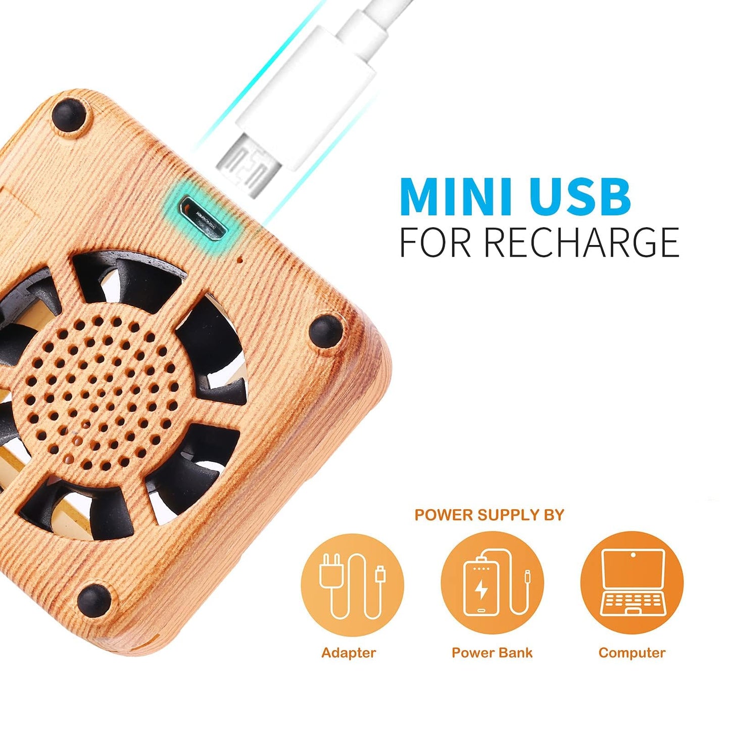 Weljoy Wood Grain Portable Diffuser for Essential Oils – Travel Car Diffuser, Mini Size, Quiet, Waterless, USB or Rechargeable Battery (Dark Brown)