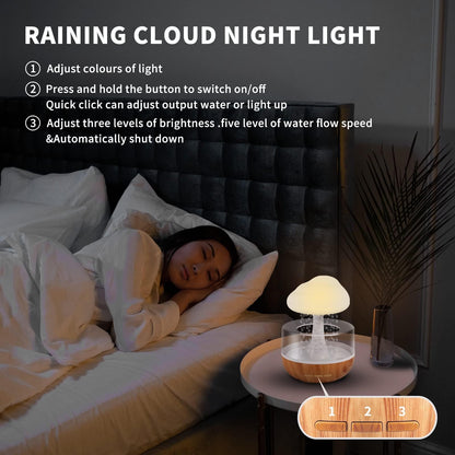 Weljoy Zen Raining Cloud Night Light Diffuser – Aromatherapy Humidifier (White)
