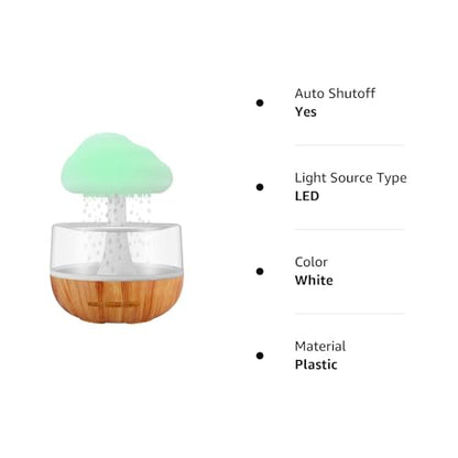 Weljoy Zen Raining Cloud Night Light Diffuser – Aromatherapy Humidifier (White)