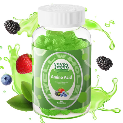 Well&Whole Bcaa Gummies – 9-in-1 EAA Gummies for Women & Men, Energy & Muscle Recovery Support – Mixed Berry, 30 Servings