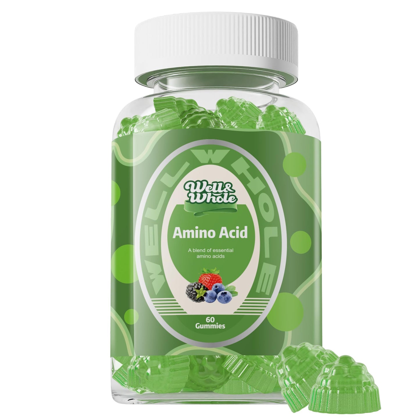 Well&Whole Bcaa Gummies – 9-in-1 EAA Gummies for Women & Men, Energy & Muscle Recovery Support – Mixed Berry, 30 Servings