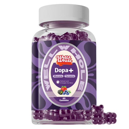Well&Whole Dopamine Gummies – Mucuna Pruriens 500mg, L-Tyrosine 200mg, Ashwagandha, Berry Flavor, 60ct
