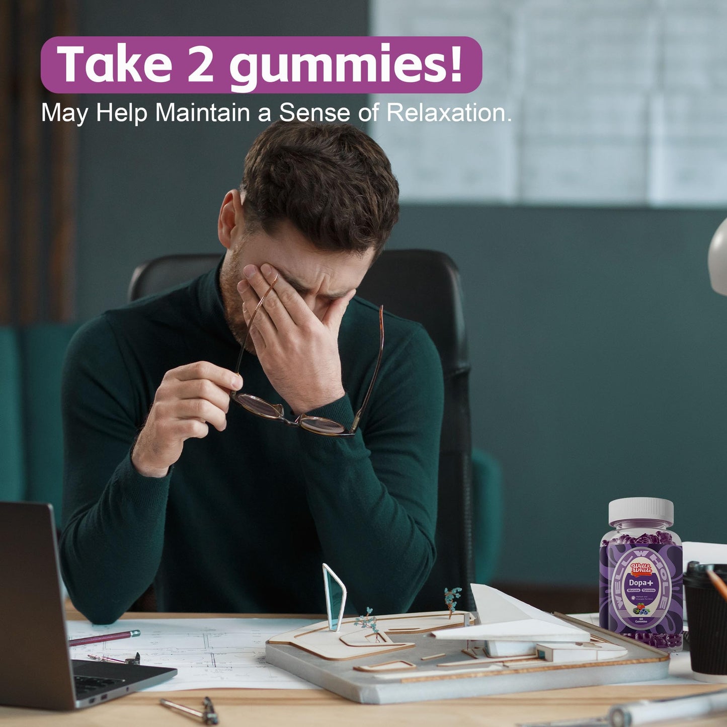 Well&Whole Dopamine Gummies – Mucuna Pruriens 500mg, L-Tyrosine 200mg, Ashwagandha, Berry Flavor, 60ct