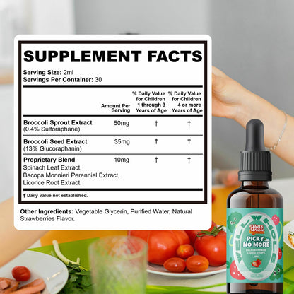 Well&Whole Sulforaphane Kids Liquid – Broccoli Sprout Extract, Appetite Support, 60mL, Vegan & Sugar-Free