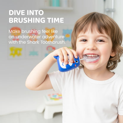 Well Before Ultrasonic Kid's U-Shaped Toothbrush – IPX7, 5 Modes, Ages 2-7 (Shark Grey)