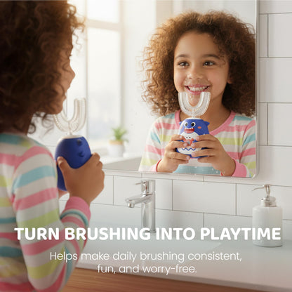 Well Before Ultrasonic Kid's U-Shaped Toothbrush – IPX7, 5 Modes, Ages 2-7 (Shark Grey)
