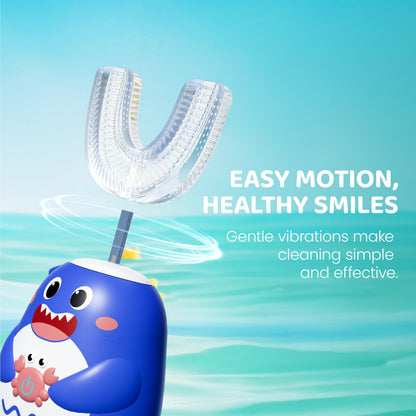 Well Before Ultrasonic Kid's U-Shaped Toothbrush – IPX7, 5 Modes, Ages 2-7 (Shark Grey)