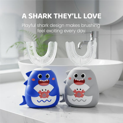 Well Before Ultrasonic Kid's U-Shaped Toothbrush – IPX7, 5 Modes, Ages 2-7 (Shark Grey)