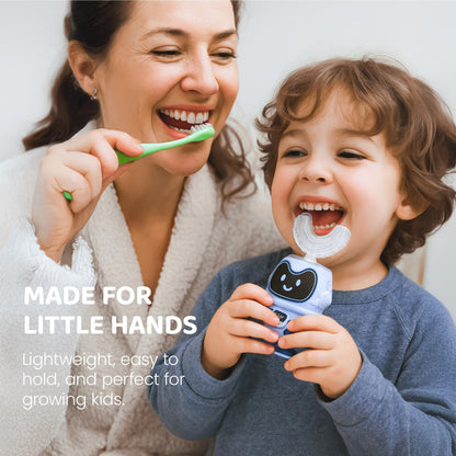 Well Before Ultrasonic Kid's U-Shaped Electric Toothbrush, IPX7 Waterproof, Five Cleaning Modes (Spaceman, Grey Ages 2-7)