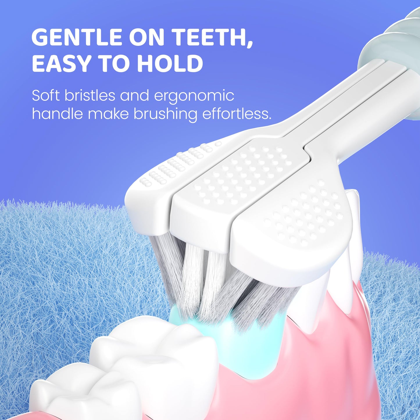 Well Before Ultrasonic Kid's U-Shaped Toothbrush – IPX7 Waterproof, 5 Cleaning Modes (Shark Blue, Ages 2-7)