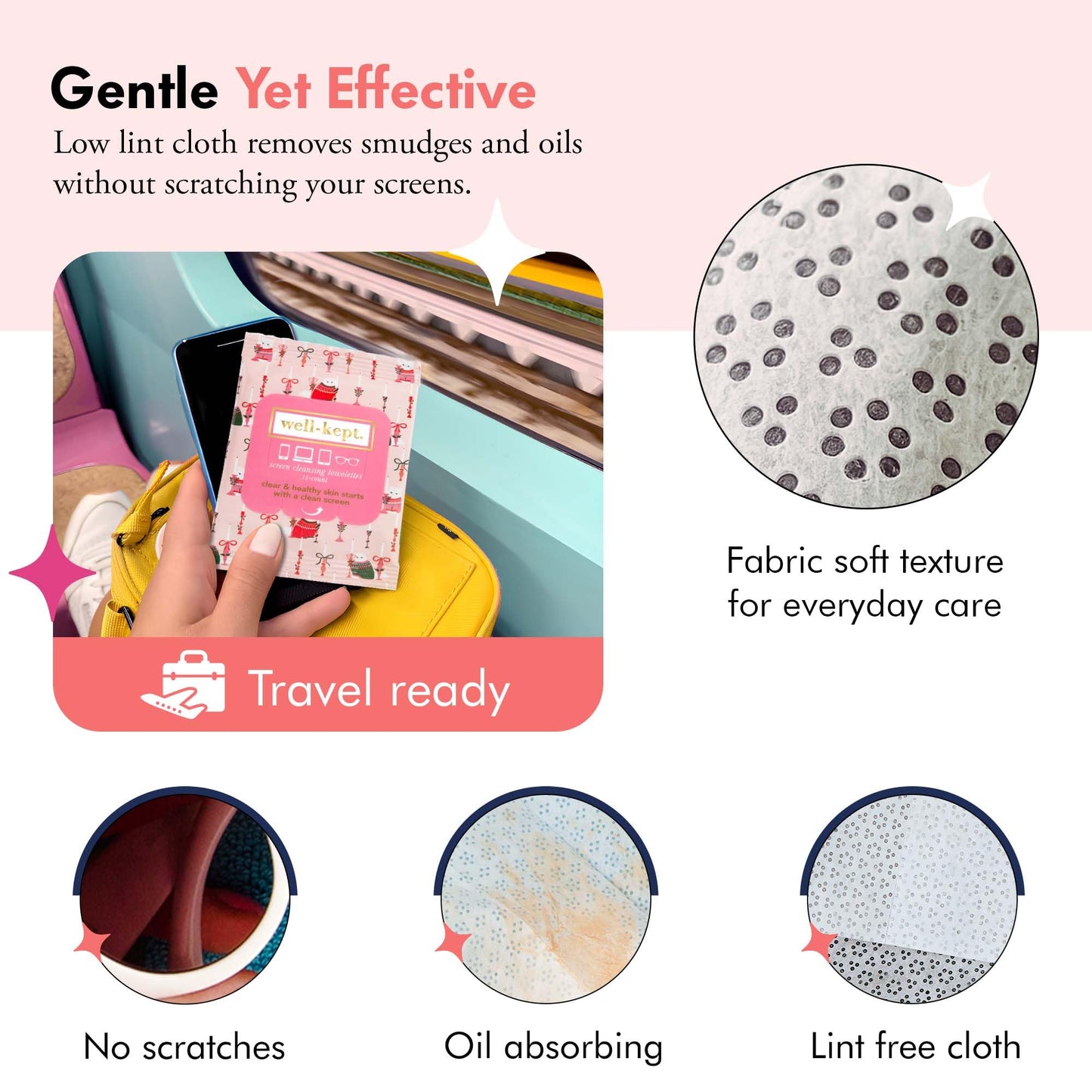 Well-Kept Tech & Lens Wipes - Eyeglass, Screen & Phone Cleaning (12 Pack, 180 Wipes) | Choupette