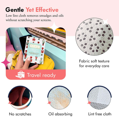 Well-Kept Tech & Lens Wipes – Eyeglass, Screen & Phone Cleaning (Nutcracker 6 Pack, 90 Count)