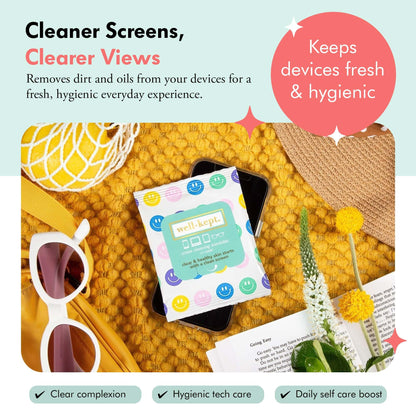 Well-Kept Tech & Lens Wipes - 12 Pack for Eyeglasses, Screens & Devices