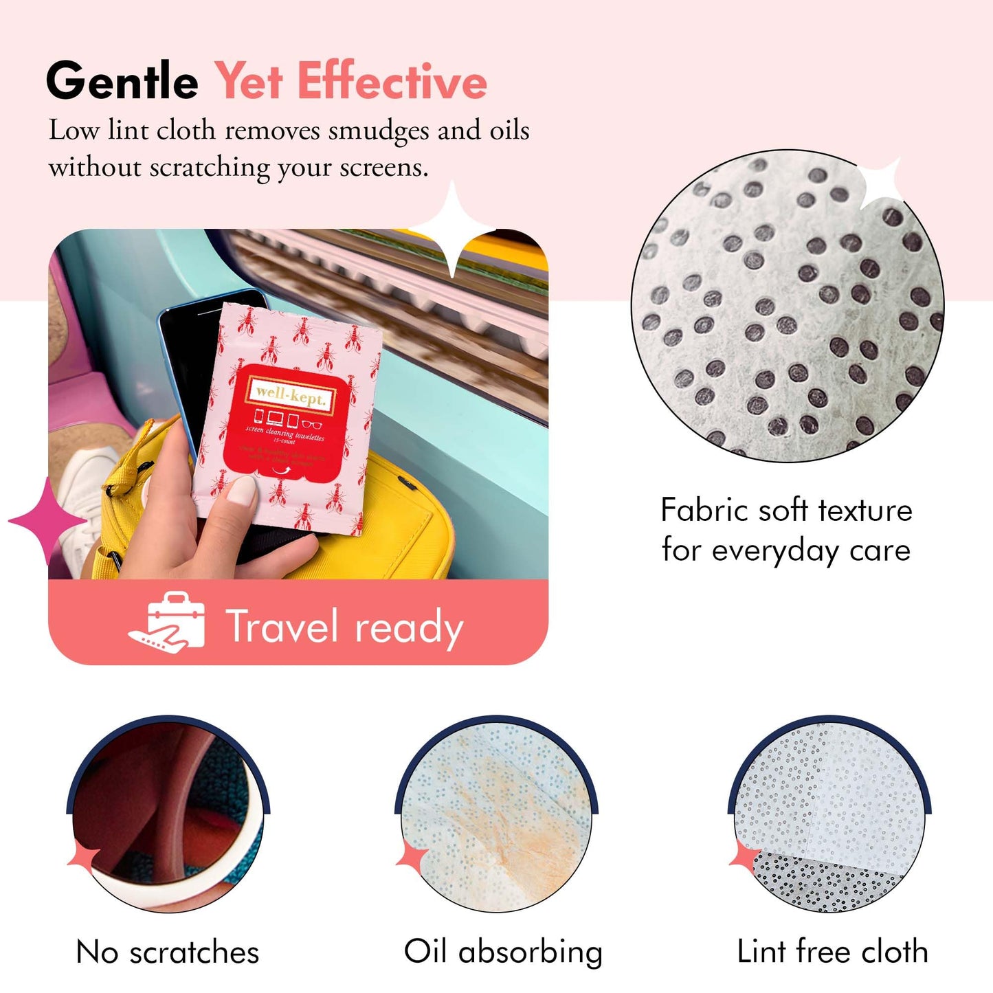 Well-Kept Tech & Lens Wipes – 6 Pack (90 Count) – Streak-Free Cleaning for Glasses, Screens & Devices | Lobsterfest