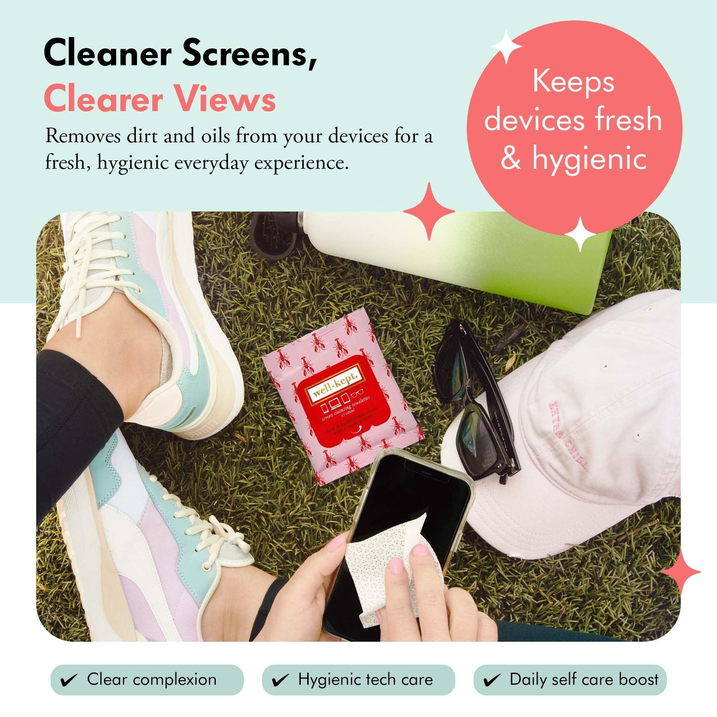 Well-Kept Tech & Lens Wipes – 6 Pack (90 Count) – Streak-Free Cleaning for Glasses, Screens & Devices | Lobsterfest