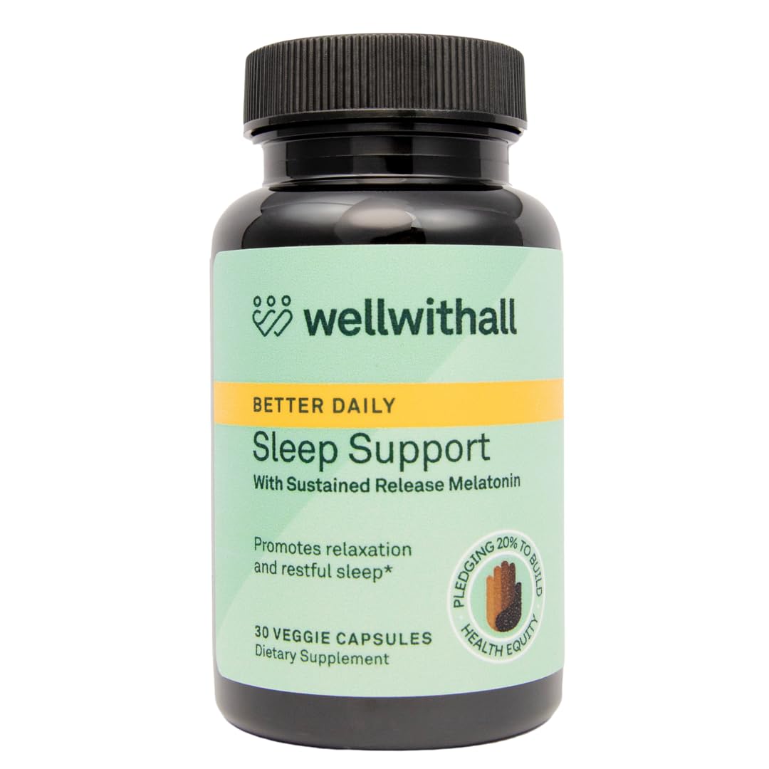 WellWithAll Sleep Support with Sustained-Release Melatonin | L-Theanine & Ashwagandha | 30 Capsules